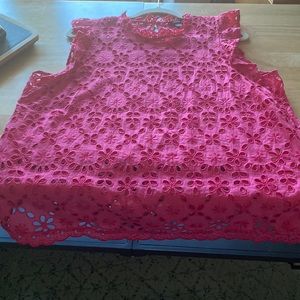 J. Crew Red Lace Blouse